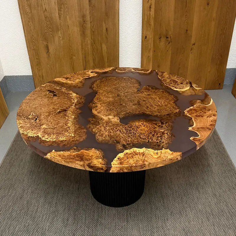 Sale! Epoxidharz Esstisch Rund aus Ulme | 120 cm