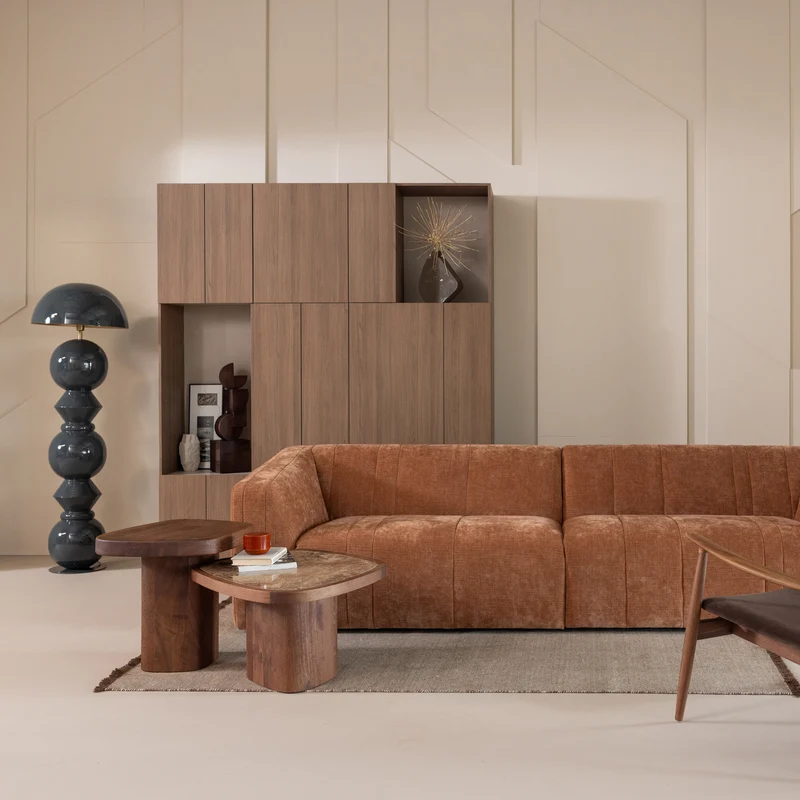Omaire 4-Sitzer-Sofa Chenille Rostbraun