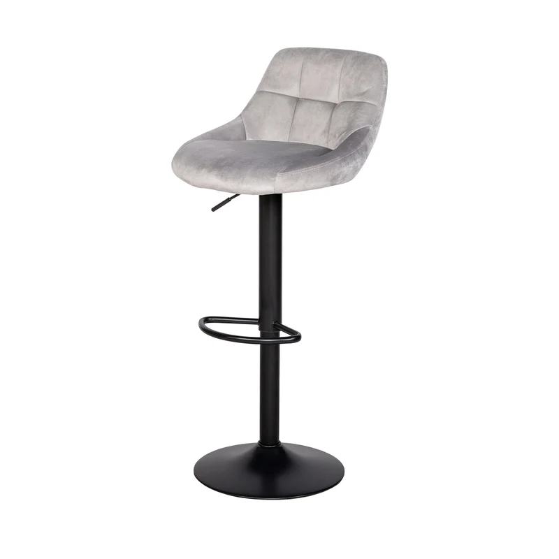 OLIVET Moderner, verstellbarer Barstuhl aus Samt, 2er-Set – Grau