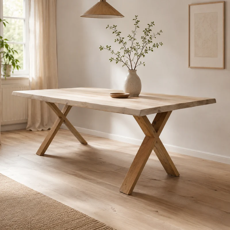 Esstisch (Hox S) Eiche Massivholztisch Holzgestell X-Form