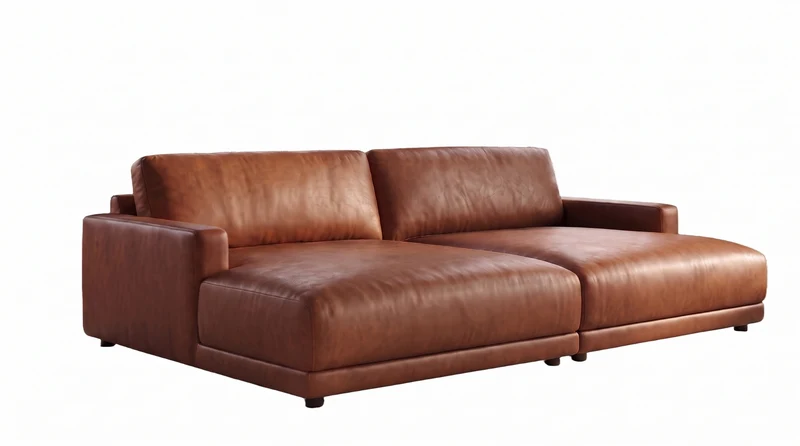 KAWOLA Big Sofa MARLIN Lederfaserstoff cognac
