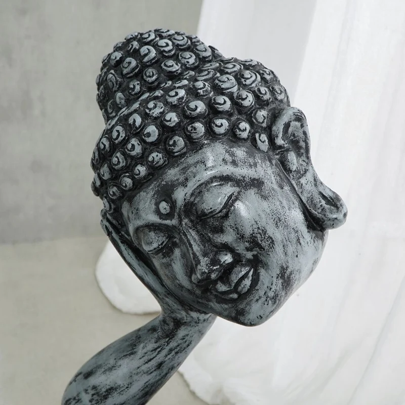Spirituelle Buddha Statue RELAX 40cm antik-grau Deko Skulptur
