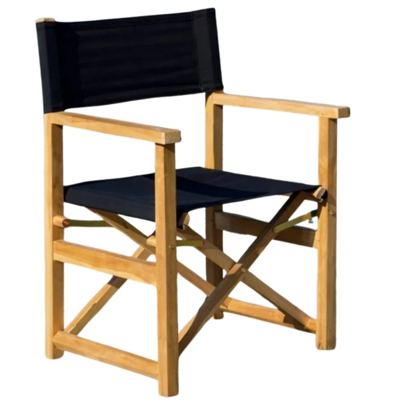 Teak Klappstuhl REGIE natural – Outdoorstoff schwarz Wintergarten