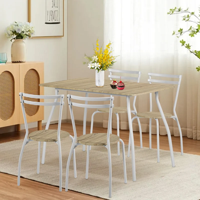 REEDER Modulares Tisch- und 4 Stühle Set - Eiche/Schwarz