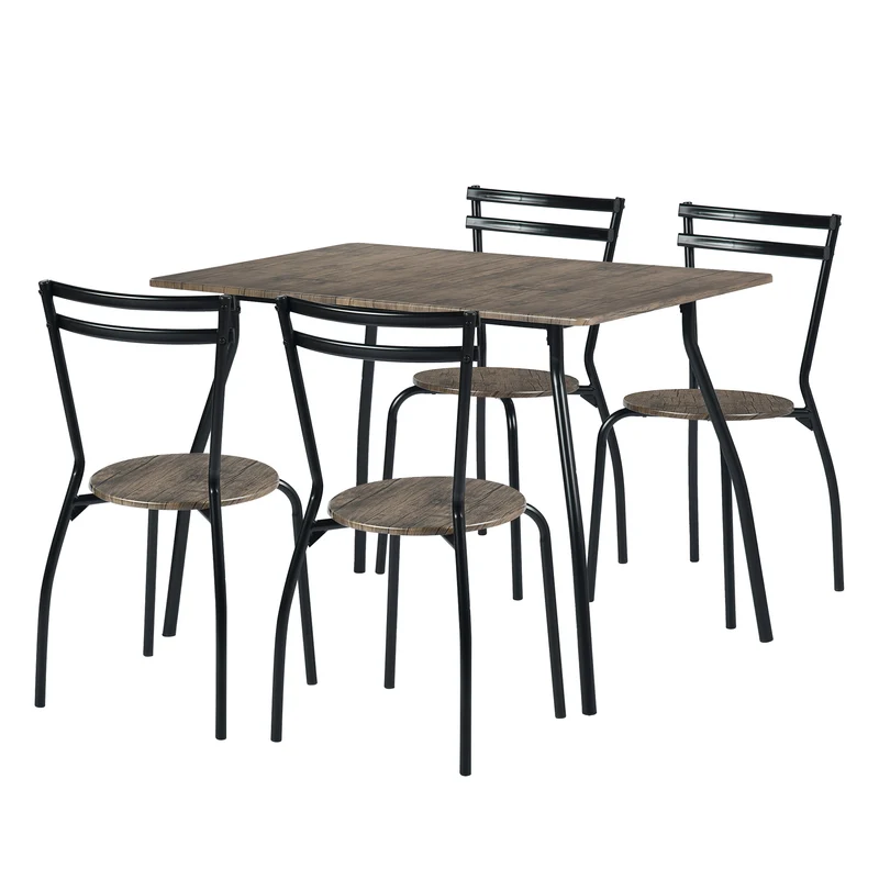 REEDER Modulares Tisch- und 4 Stühle Set - Eiche/Schwarz