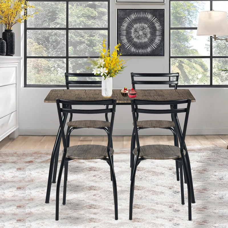 REEDER Modulares Tisch- und 4 Stühle Set - Eiche/Schwarz