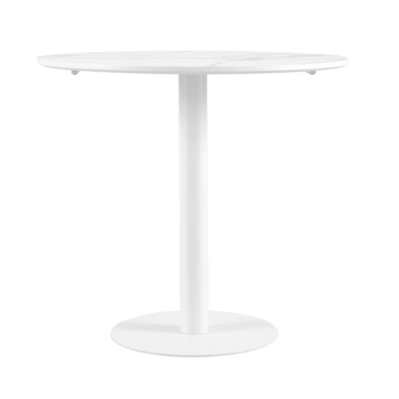 LYMAN Runder Esstisch, 80 cm, Weiß/Schwarz