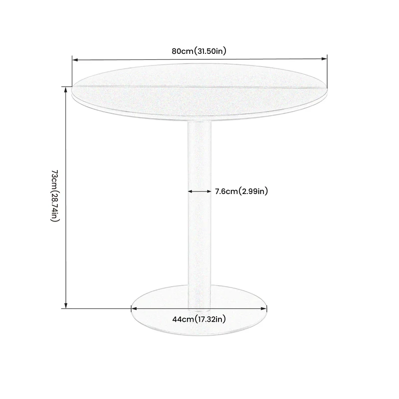 LYMAN Runder Esstisch, 80 cm, Weiß/Schwarz