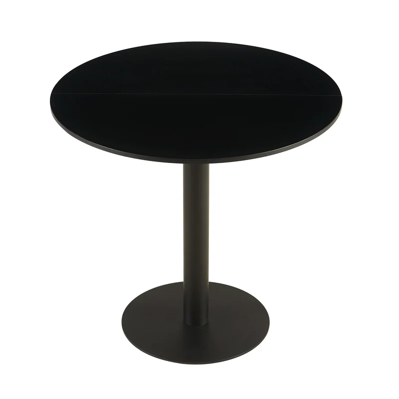 LYMAN Runder Esstisch, 80 cm, Weiß/Schwarz