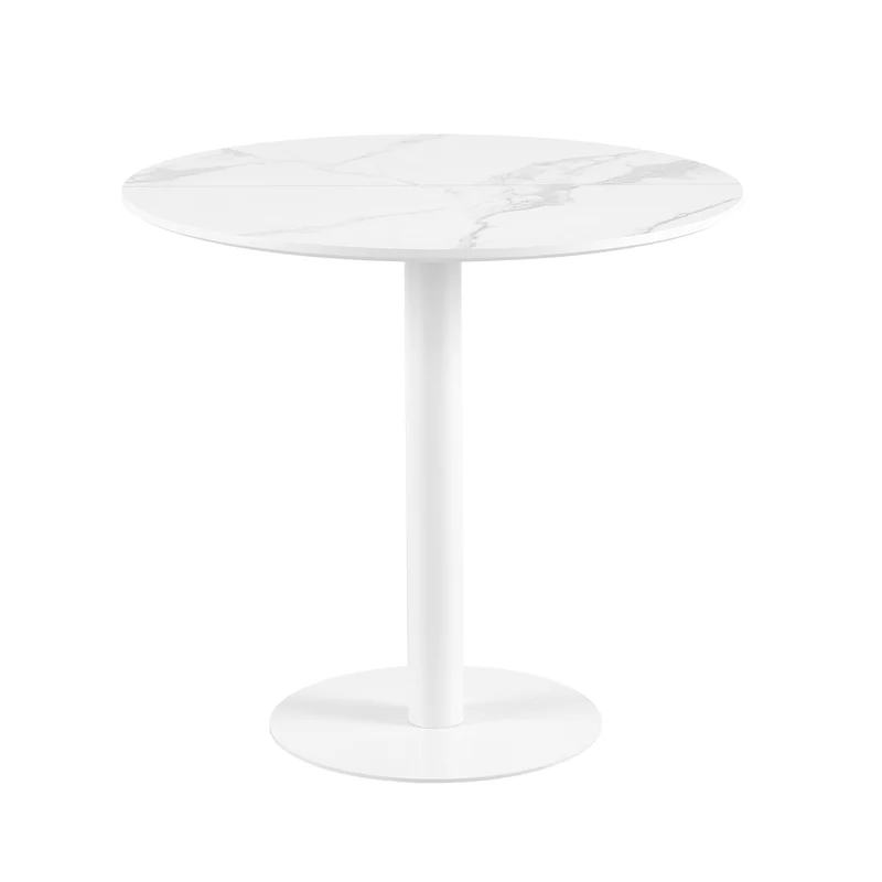 LYMAN Runder Esstisch, 80 cm, Weiß/Schwarz