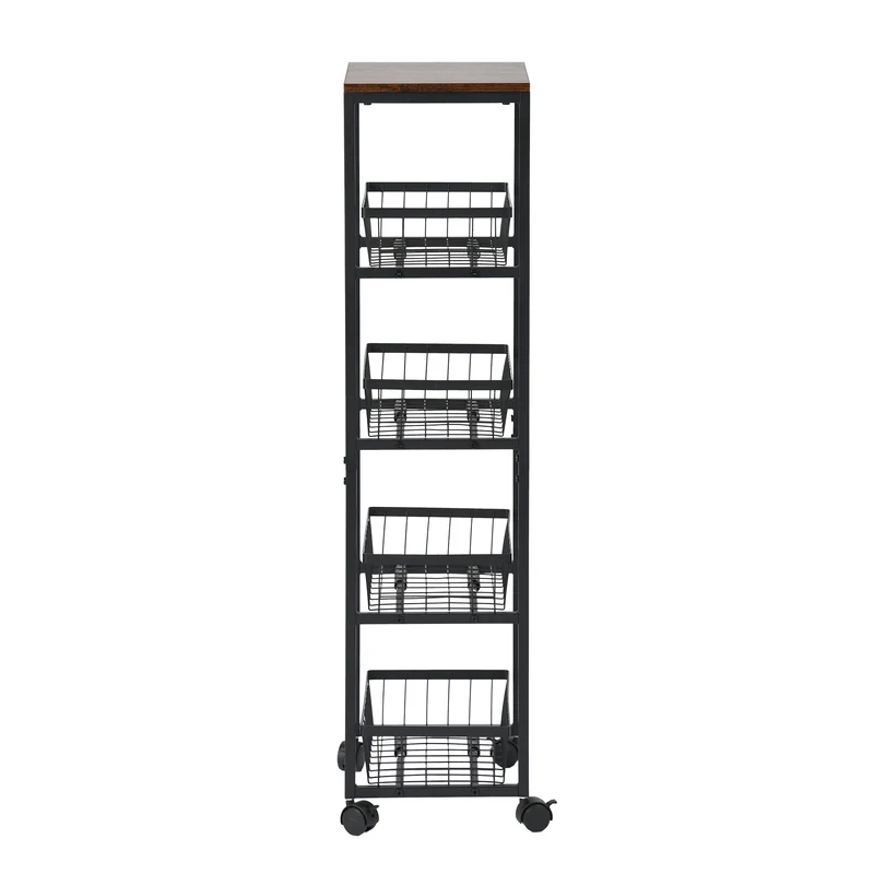 Fünfstöckiges Snackregal für Servierwagen mit Push-Pull-Körben, Schwarz/Weiß – GANDY