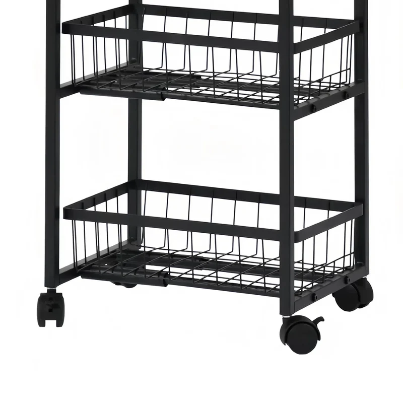 Fünfstöckiges Snackregal für Servierwagen mit Push-Pull-Körben, Schwarz/Weiß – GANDY
