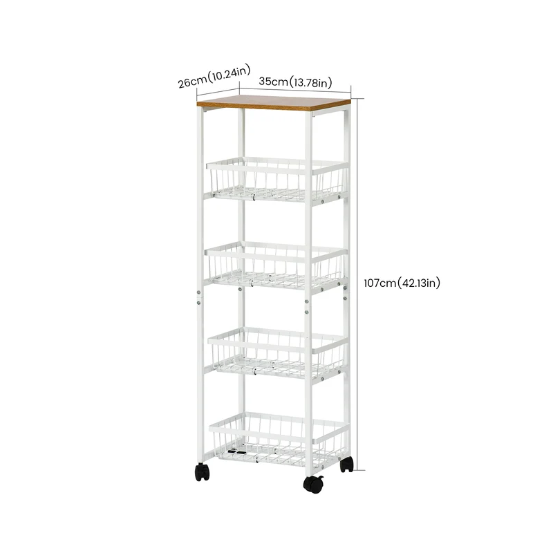 Fünfstöckiges Snackregal für Servierwagen mit Push-Pull-Körben, Schwarz/Weiß – GANDY