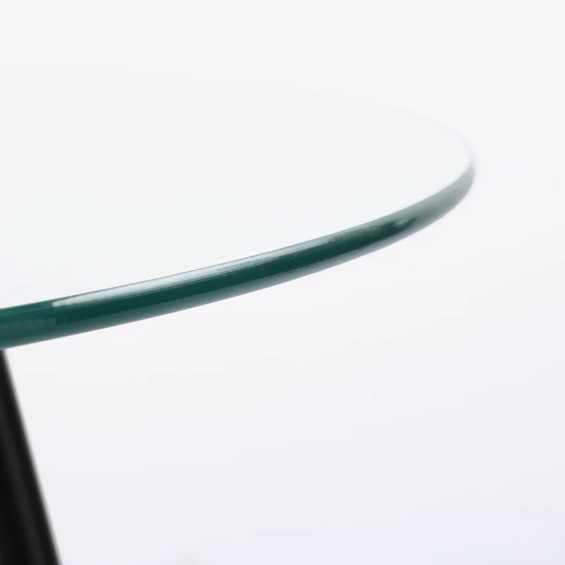 Runder Esstisch mit 80 cm Glasplatte und Schwarze Eisen-Haarspangenbeine – UDINEGL