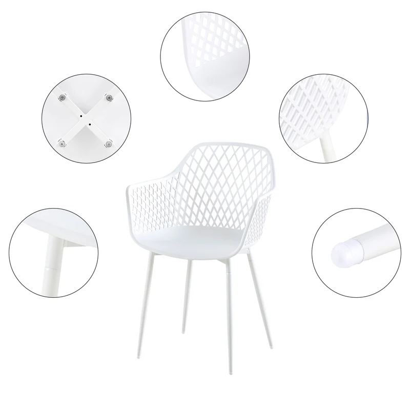 ROME Hollow Arm Chair (4er-Set) – Weiß