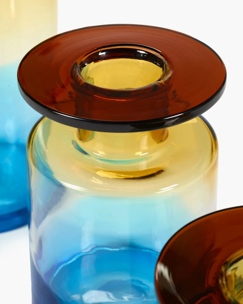 Vase S blue/amber Wind & fire