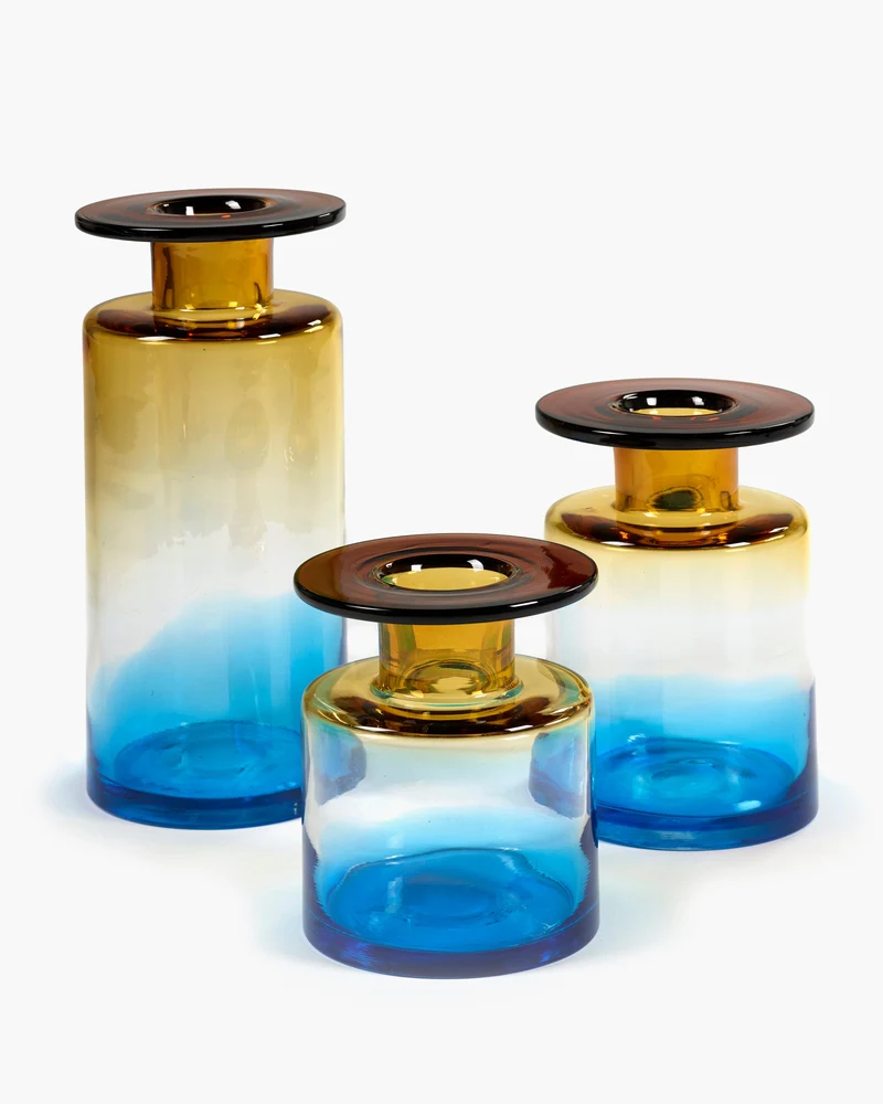 Vase M blue/amber Wind & fire