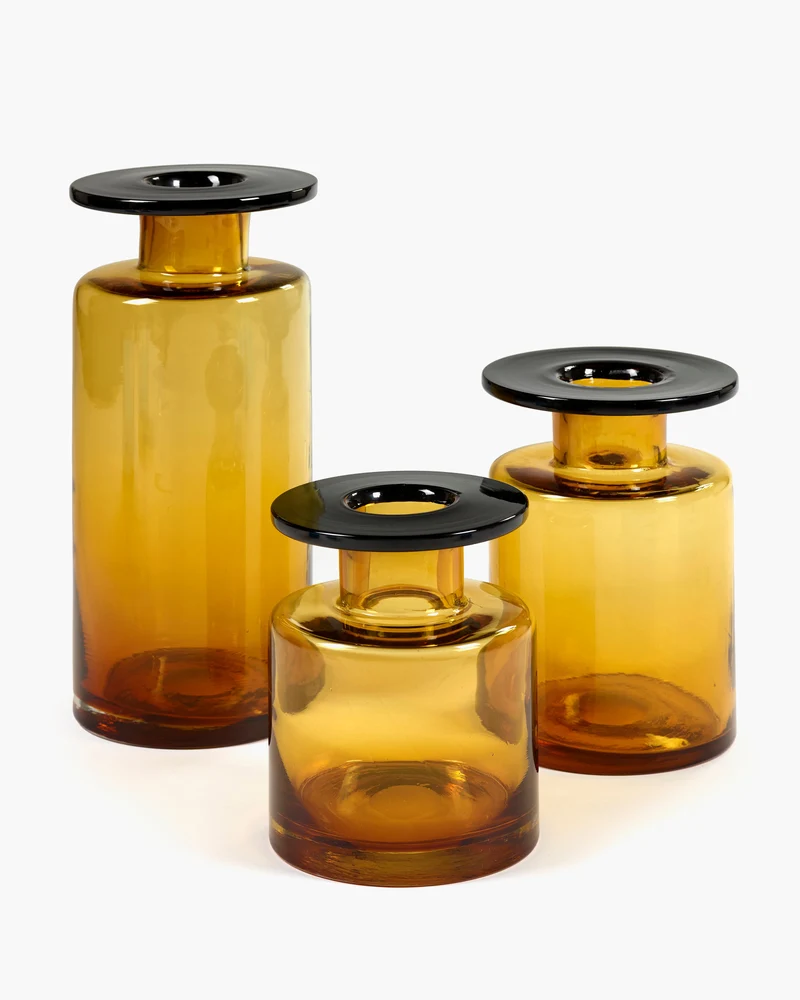 Vase S amber/black Wind & fire