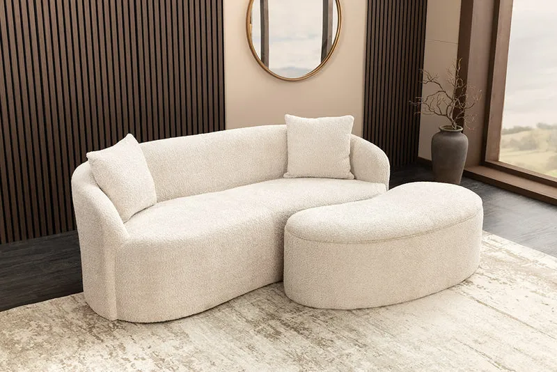 Design Sofa ARCO champagner beige 2-Sitzer Bouclé 180cm Federkern