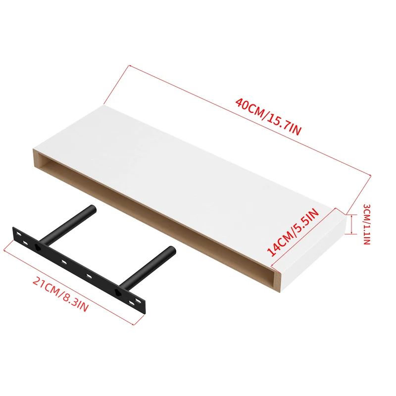 Schwebende Regale zur Wandmontage, 4er-Set, Wandregale für Schlafzimmer, Wohnzimmer, Küche – Schwarz/Weiß/Feuerfarbe