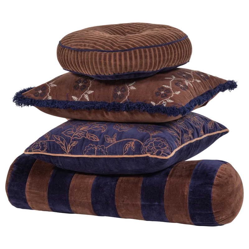 Niva Kissen Velvet Braun/Blau - 4er-Set
