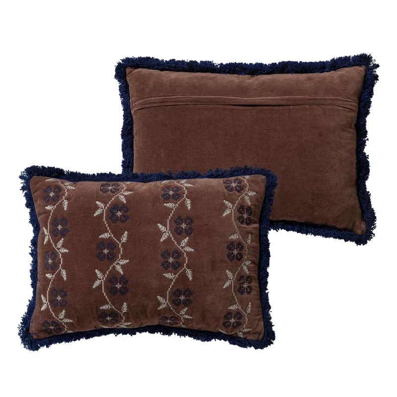 Niva Kissen Velvet Braun/Blau - 4er-Set