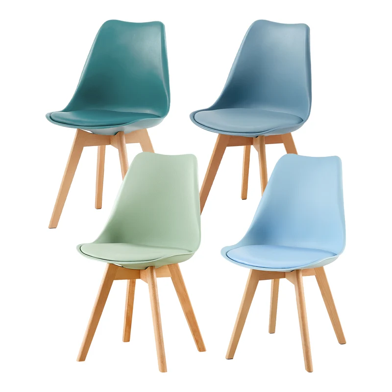 TULIP Weichplastikstuhl, weiche Farbkombination, 4er-Set