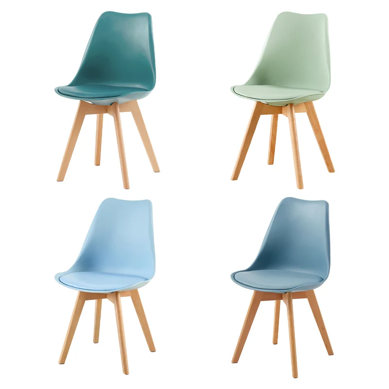 TULIP Weichplastikstuhl, weiche Farbkombination, 4er-Set