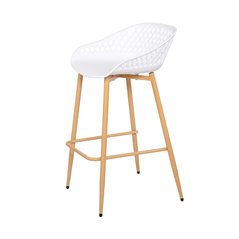 Moderne Barhocker aus Schmiedeeisen, 87 cm hoch, mit durchbrochenen Rückenlehnen, 4er-Set - Schwarz/Weiß