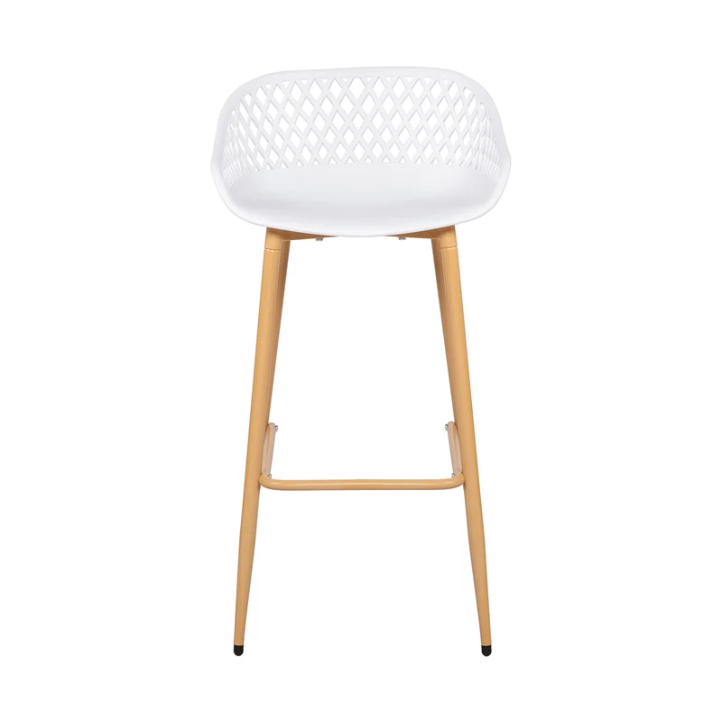 Moderne Barhocker aus Schmiedeeisen, 87 cm hoch, mit durchbrochenen Rückenlehnen, 4er-Set - Schwarz/Weiß