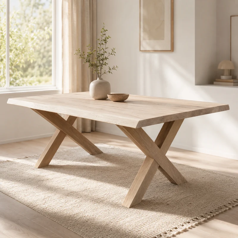 Esstisch (Hox) Eiche Massivholz Holzgestell X-Form
