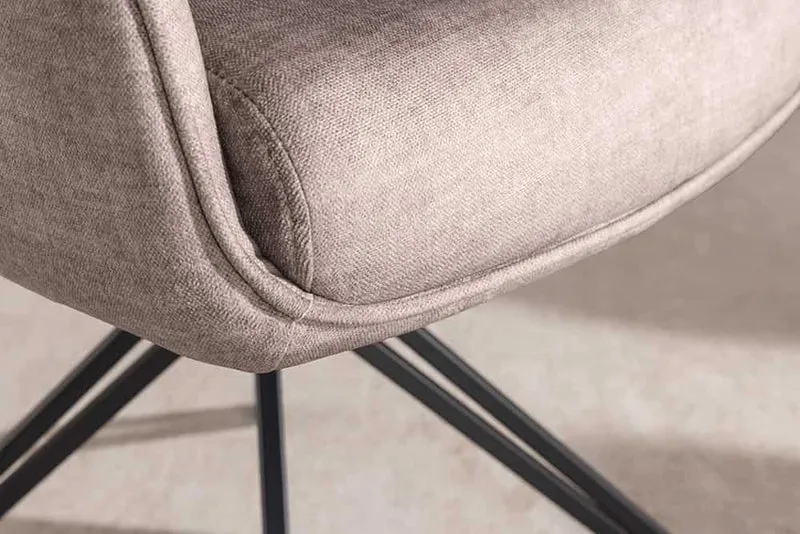 Drehstuhl ATHENA taupe Samt Armlehnen Taschenfederkern Metall