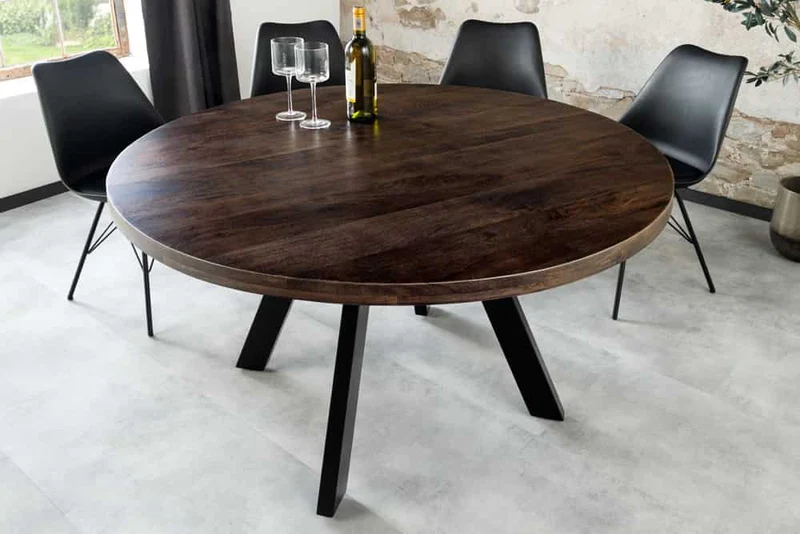 Runder Massivholz Esstisch ARTE 120cm taupe Mangoholz Esszimmerl