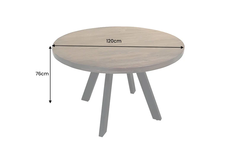 Runder Massivholz Esstisch ARTE 120cm taupe Mangoholz Esszimmerl
