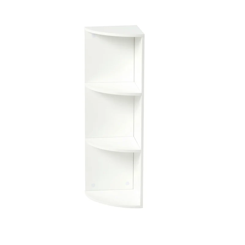 Kleines Eckregal mit 3 Ebenen, modernes Eckbücherregal aus Holz, 78 cm hoch, kleines Bücherregal, Weiß-BAYARD