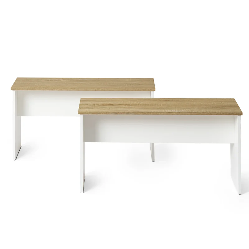 Esszimmerbank lang mit 90cm Sitzfläche, 2er Set - Eiche/Weiß/Schwarz - HYBLA