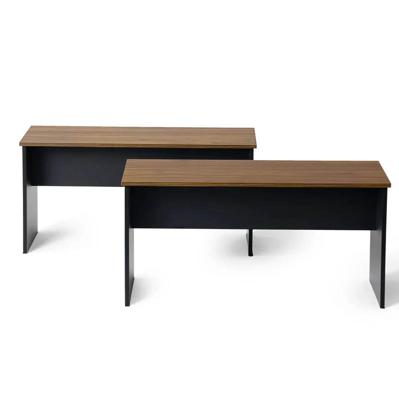 Esszimmerbank lang mit 90cm Sitzfläche, 2er Set - Eiche/Weiß/Schwarz - HYBLA