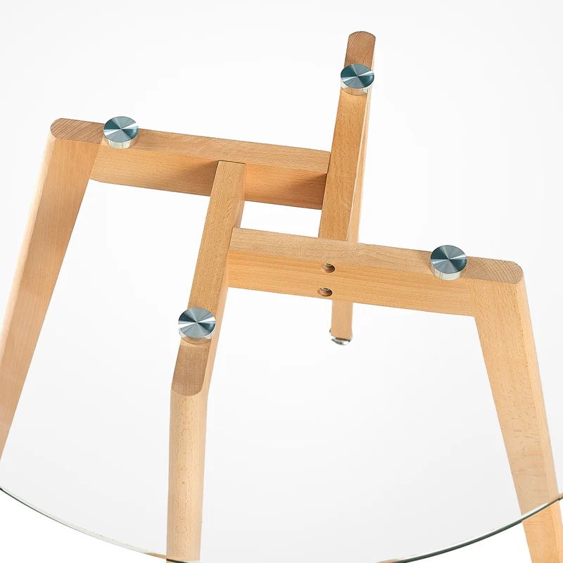 Runde Esstische aus Glas, 80 cm, mit Beinen aus Buche – COVE