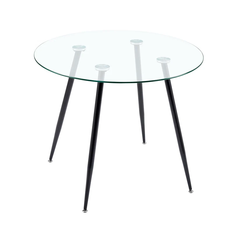 Runde Esstische aus Glas, 80 cm, mit Eisenbeinen – CHICO