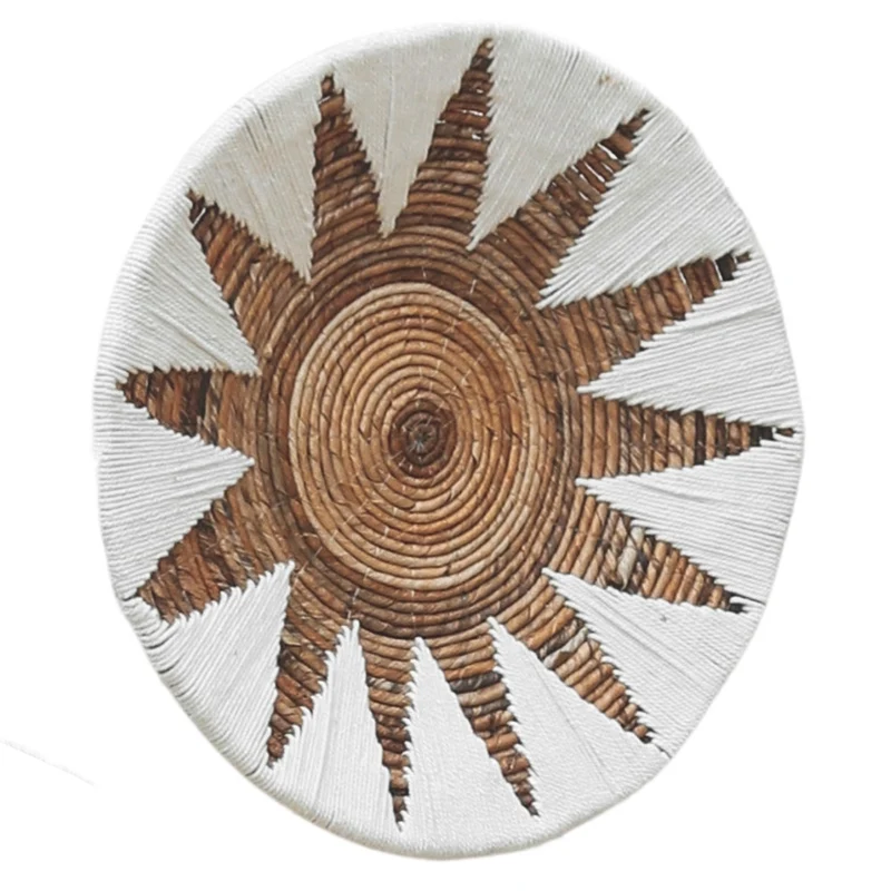 3-tlg. Wanddeko-Set SOLEIL rund 50cm natur Bast Boho Dekoration