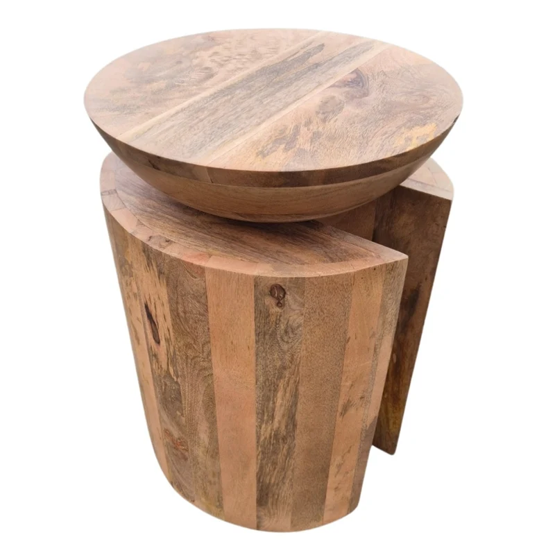 Massiver Beistelltisch KITAR-H 50cm Mangoholz natural Hocker
