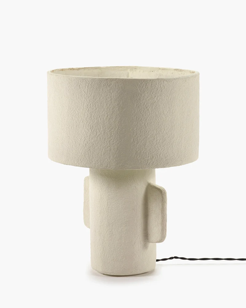 Table lamp S white paper mache Earth