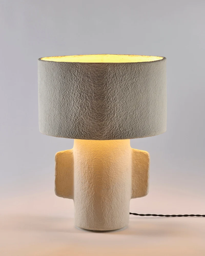 Table lamp S white paper mache Earth
