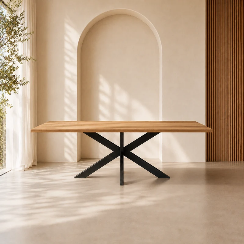Esstisch Spider S – Eiche massiv mit schwarzem Spidergestell