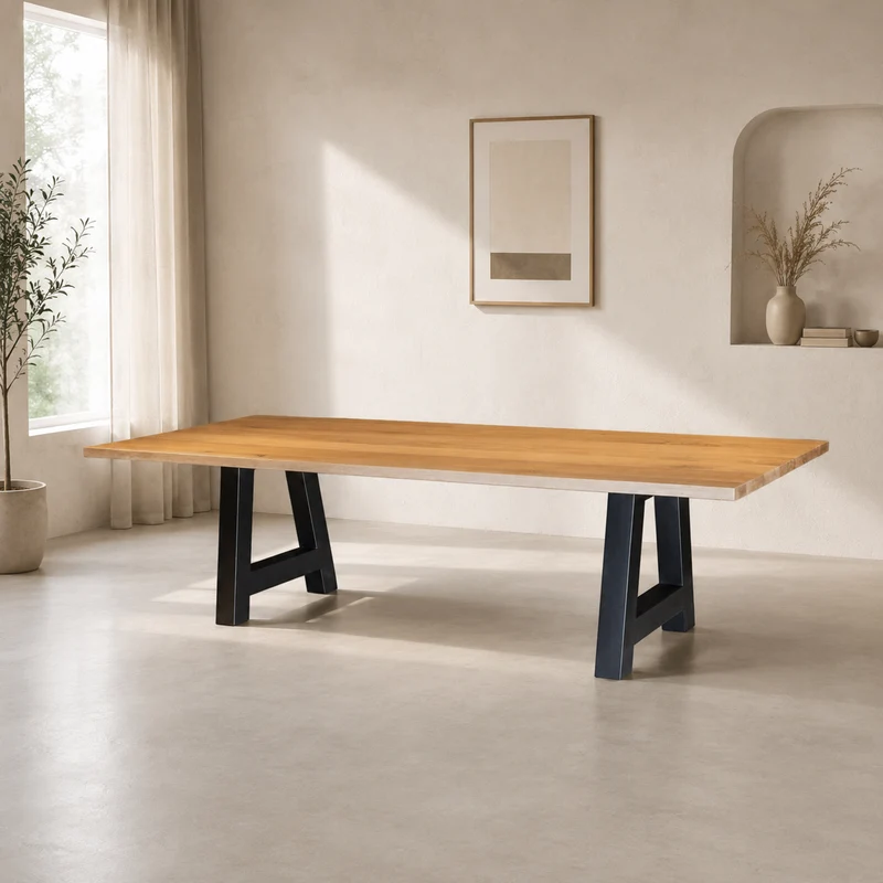Table Faible Esstisch Arti Eiche massiv A-Gestell Stahl Industrial Design Massivholz Tisch