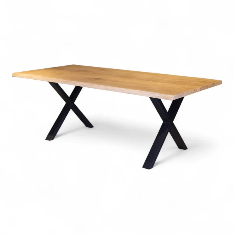 Esstisch (Xana S) Eiche Massivholztisch Tischgestell X-Form schwarz