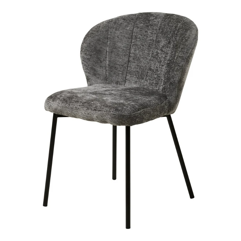 Modernes 2-tlg. Stuhlset ROXI grau meliert Metallgestell schwarz