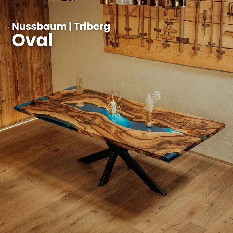 Epoxidharz Tisch aus Nussbaum | Modell Triberg