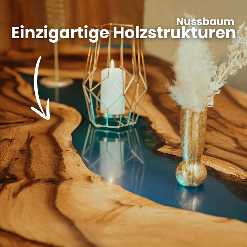Epoxidharz Tisch aus Nussbaum | Modell Triberg
