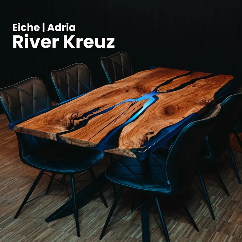 Epoxidharz Tisch rustikale Eiche | Modell Adria